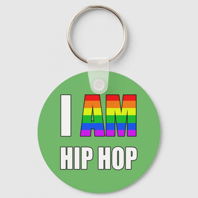 "JAG ÄR HIP HOP" REGNBÅGSBOKSTAV NYCKELRING (Framsida)
