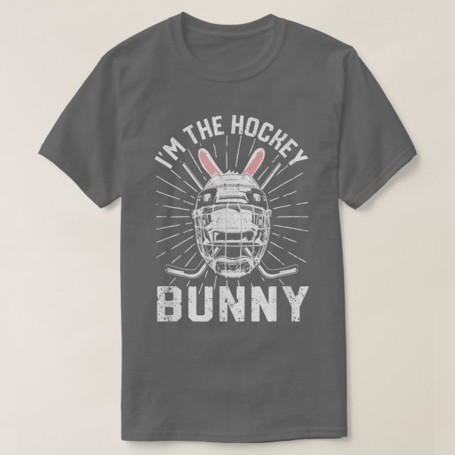 Jag är Hockey Bunny Funny Påsk Day Ice Puck Pla T Shirt (Design framsida)