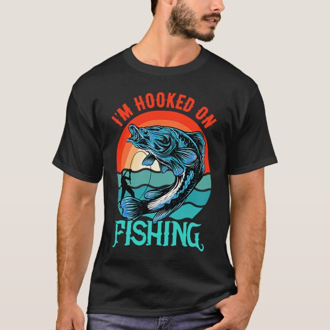Jag är hooked på fiske t shirt (Framsida)