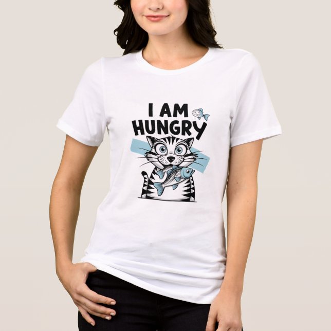 Jag är Hungrig katt T Shirt (Framsida)