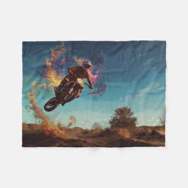 Jag är i brand - Motocross Rider Fleecefilt (Framsidan (Horisontell))