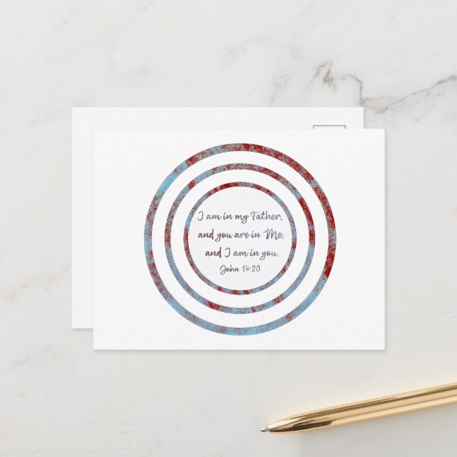Jag är i far John 14:20 Vykort (Fram/Back In Situ)