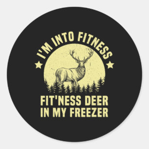 Jag är i Fitness Hjort Freezer Funny Hunter Runt Klistermärke
