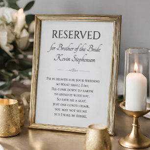 Jag är i himlen för Bröllop broder Bride Memorial Poster