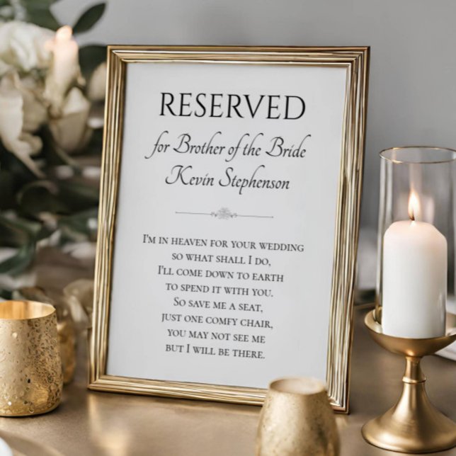 Jag är i himlen för Bröllop broder Bride Memorial Poster (Skapare uppladdad)