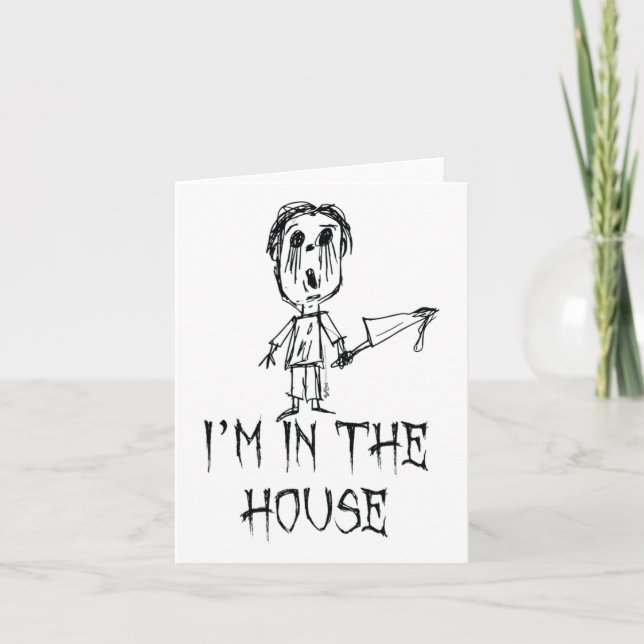 Jag är i House Halloween Costume Ord Design Kort (Framsida)