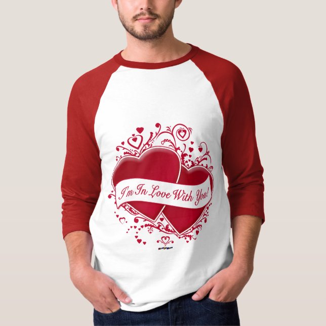 Jag är i Kärlek med dig! Red Hearts Tee (Framsida)