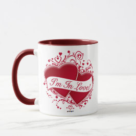 Jag är i Kärlek! Red Hearts Mugg