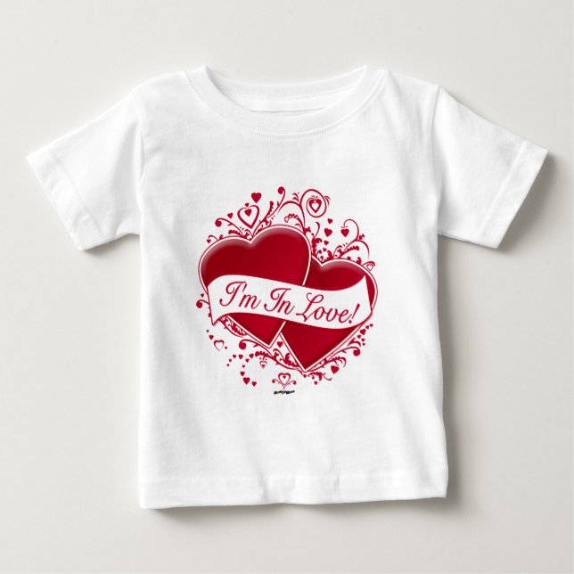 Jag är i Kärlek! Red Hearts T Shirt (Framsida)