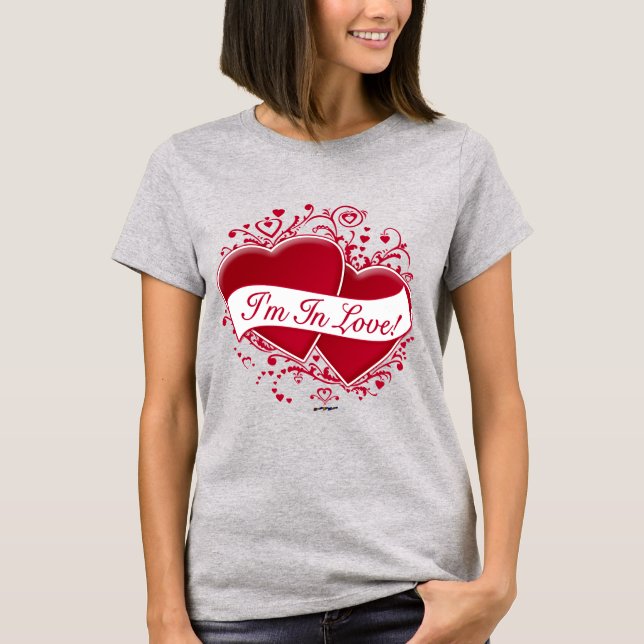Jag är i Kärlek! Red Hearts T-shirt (Framsida)