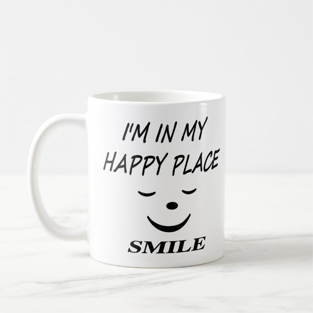 Jag är i Lycklig Ställe med Smiley face Kaffemugg (Vänster)