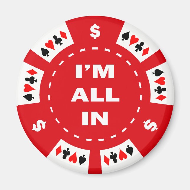 Jag är i Red Poker Chip Magnet (Framsidan)