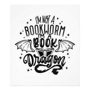 Jag är ingen bokmask, jag är en Bok-draken Fantasy Fototryck