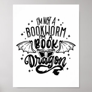 Jag är ingen bokmask, jag är en Bok-draken Fantasy Poster