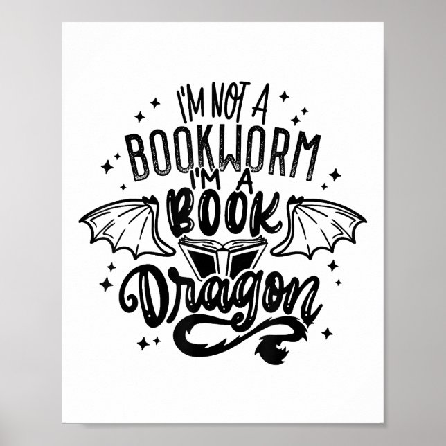 Jag är ingen bokmask, jag är en Bok-draken Fantasy Poster (Framsidan)