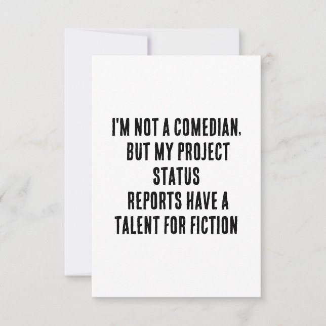 Jag är ingen komiker, men mina projektstatusrappor tack kort (Framsida)