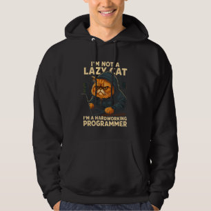 Jag är ingen lat katt, jag är programmerare Geeks Hoodie