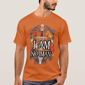 Jag är ingen man Svärd och blommor Vit Fantasy-fam T Shirt