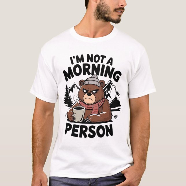 "Jag är ingen morgonmänniska" björn T Shirt (Framsida)