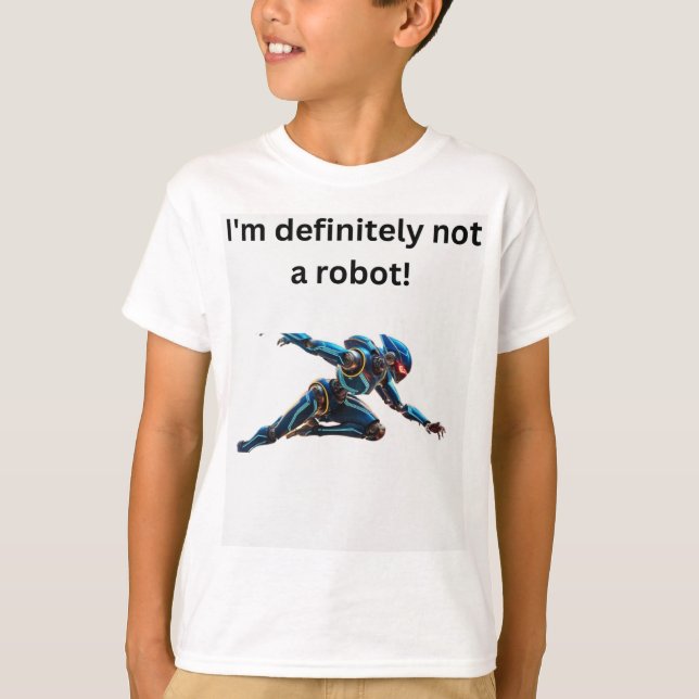 "Jag är ingen robot" Humor Tee (Framsida)