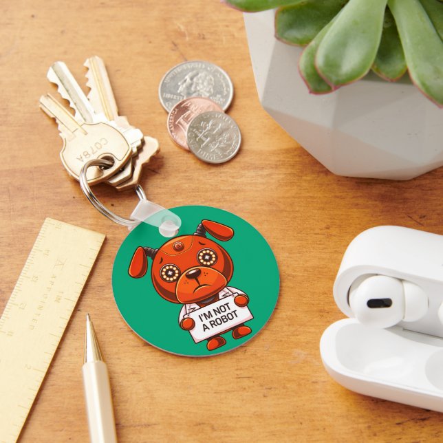 Jag är ingen robot söt hund nyckelring (Skrivbord)