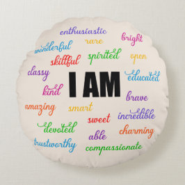 Jag är inspiration, positiv, Religiösa, kristen Rund Kudde