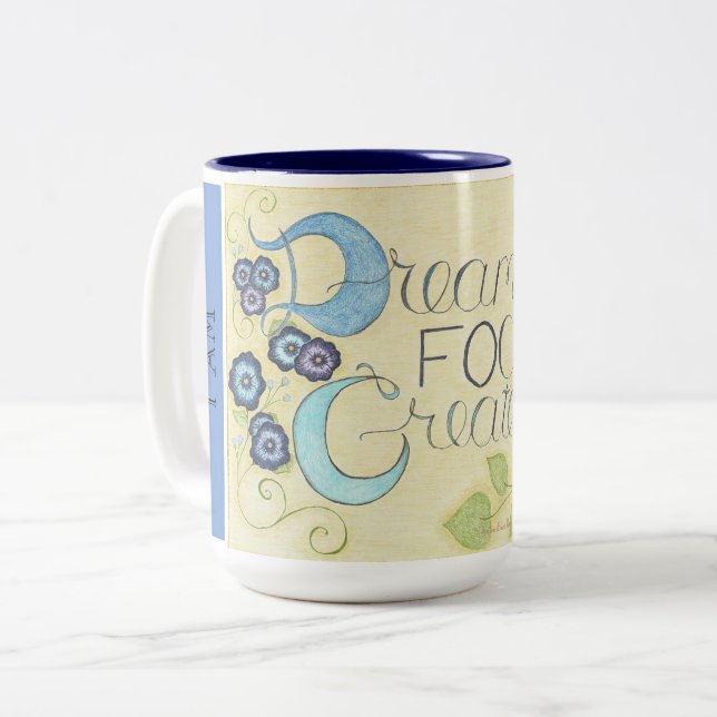 JAG ÄR Inspirerad - Dröm Fokus Skapa Kaffemug Två-Tonad Mugg (Framsida vänster)