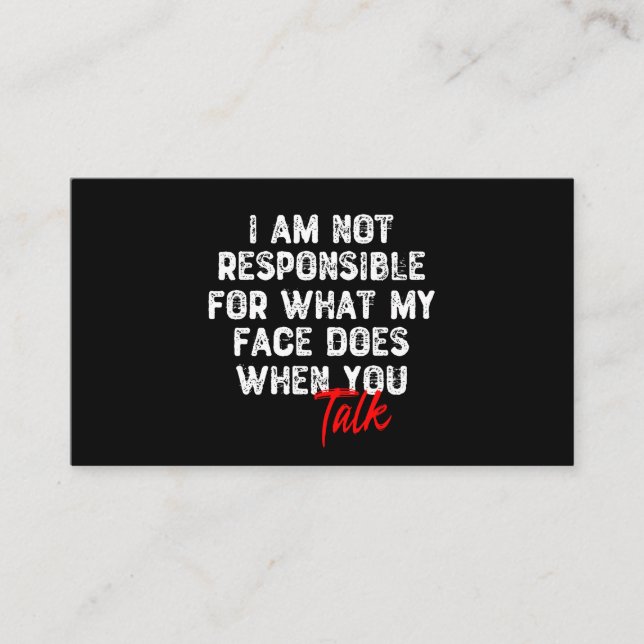 Jag är inte ansvarig för vad min Ansikte gör Visitkort (Framsida)