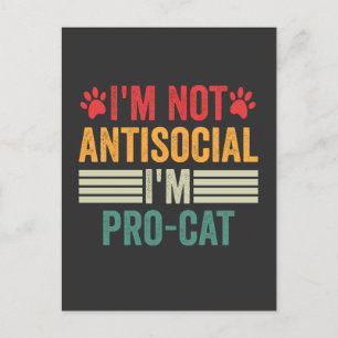 Jag är inte asocial jag är pro-katt rolig introver vykort