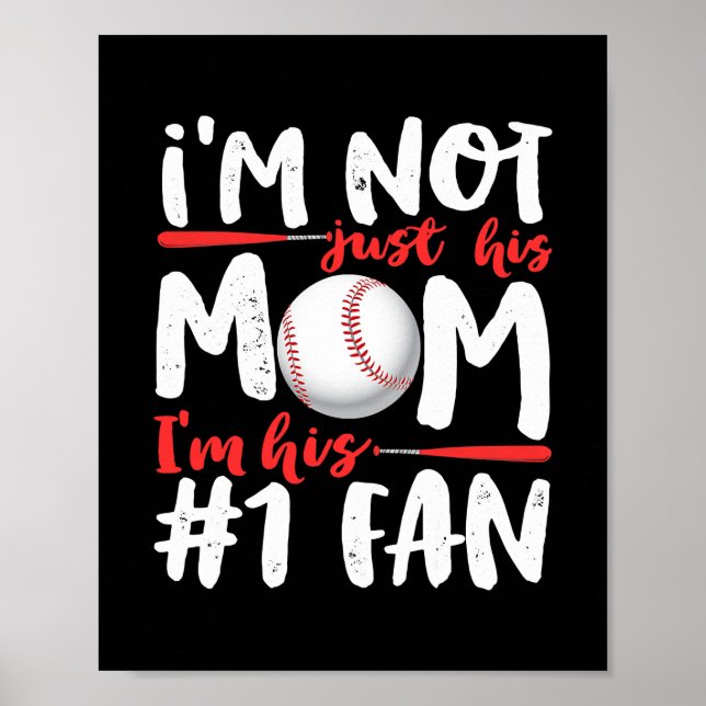 Jag är inte bara hans Mamma nummer 1 Fläkt Basebal Poster (Framsidan)