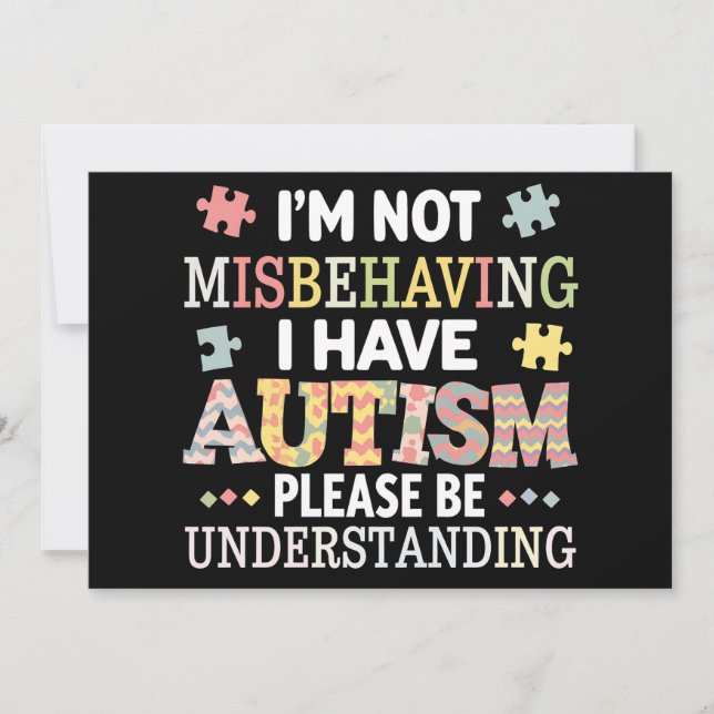 Jag är inte busig, jag har autismmedvetenhet inbjudningar (Framsida)
