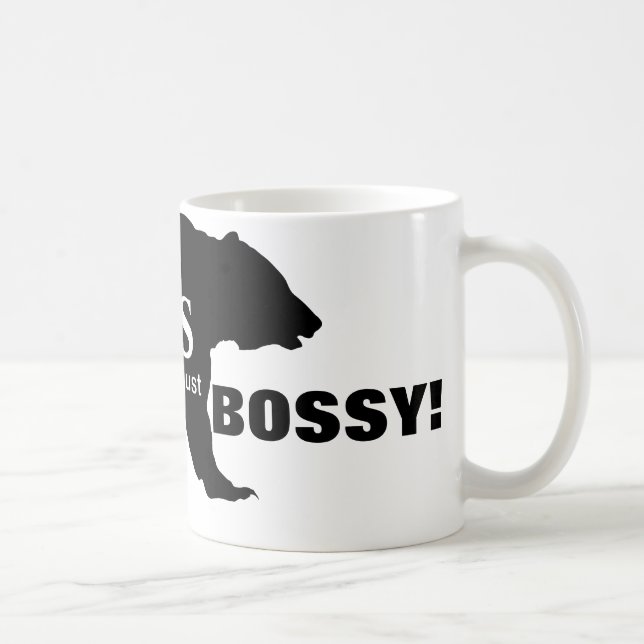 Jag är inte Chef Just Bossy Grizzly Bear Silhouett Kaffemugg (Höger)