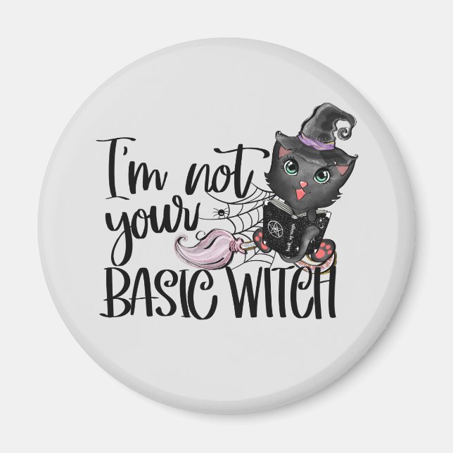 Jag är inte din basväska - svart katt magnet (Framsidan)