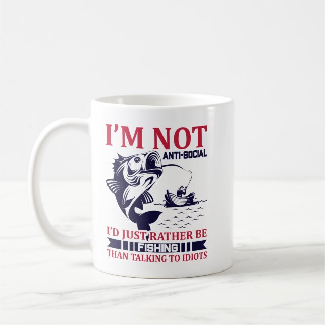 Jag är inte emot Social, jag skulle bara fiska.. Kaffemugg (Vänster)