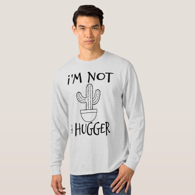 Jag är inte en knuffare Rolig Kaktus  T Shirt (Hel framsida)