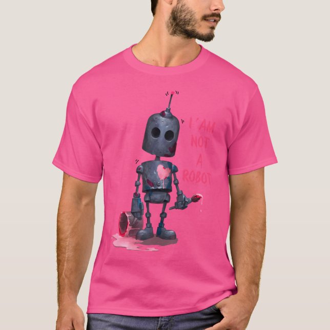 JAG Är Inte En Robot Grå Med Dator Internet T Shirt (Framsida)