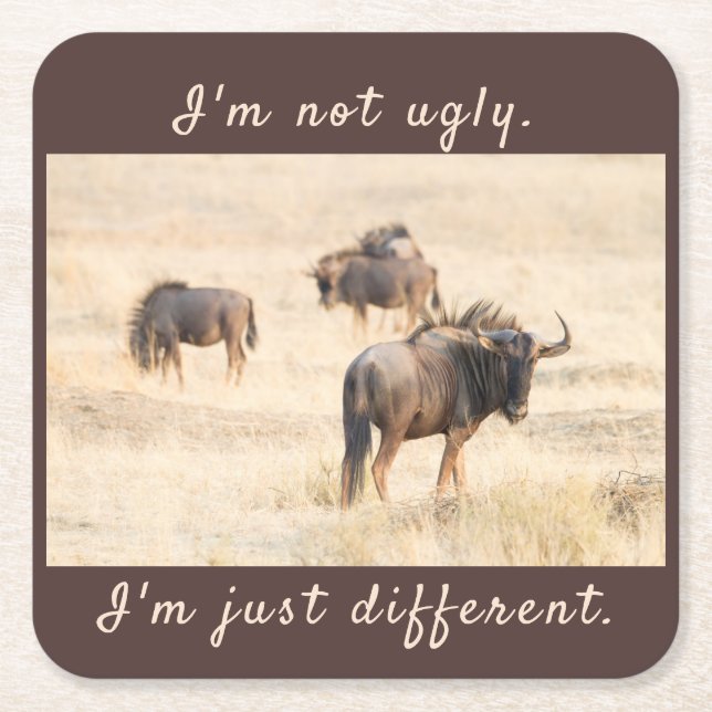 Jag är inte ful vildaste bild med text underlägg papper kvadrat (Framsidan)