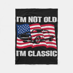 Jag är inte gammal jag är Clic Car amerikansk flag Fleecefilt