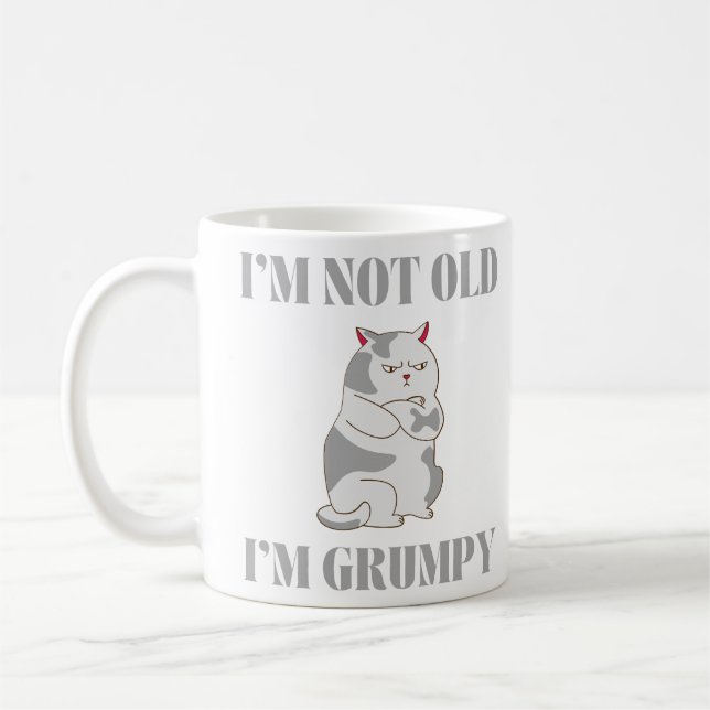 Jag är inte gammal. Jag är grumpy cat sarcastic-gå Kaffemugg (Vänster)