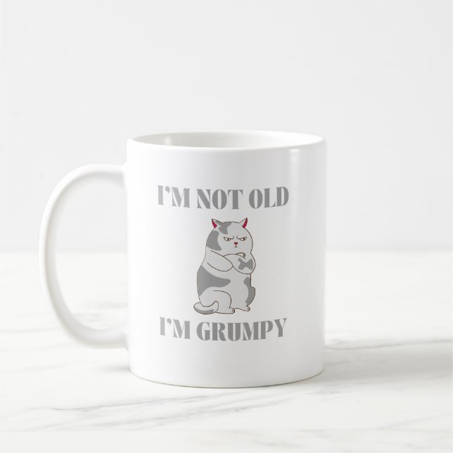 Jag är inte gammal. Jag är grumpy cat sarcastic-gå Kaffemugg (Vänster)
