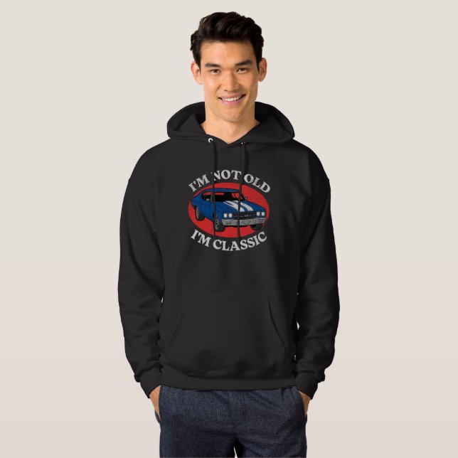 Jag är inte gammal jag är klassisk  hoodie (Hel framsida)