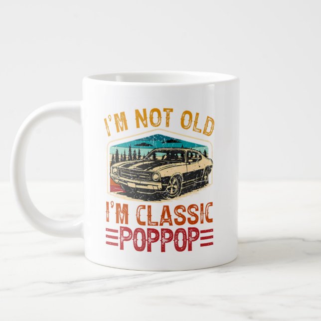 JAG är inte gammal JAG är Poppop Farfar Jumbo Mugg (Vänster)