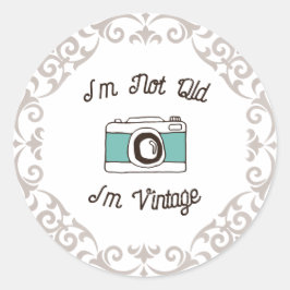 Jag är inte gammal, jag är Vintage Retro Camera Runt Klistermärke