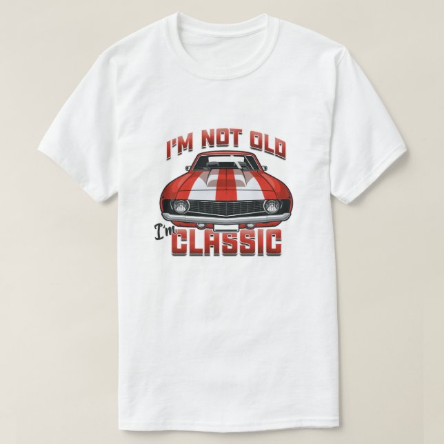 Jag är inte gammal.. - Retro Red Muscle Car T Shirt (Design framsida)
