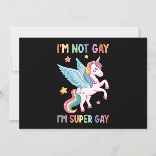Jag är inte Gay, jag är Gay pride HBT-Unicorn Inbjudningar (Framsida)