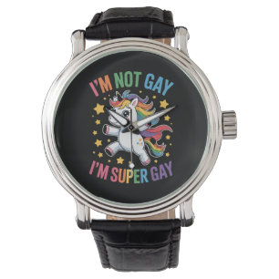 Jag är inte gay jag är super gay enhörning HBTQ-st Armbandsur