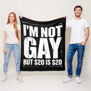 Jag är inte gay men 200 kr är 200 kr Roligt HBTQ Fleecefilt