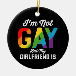 Jag är inte gay men min tjej är rolig HBTQ Pride Julgransprydnad Keramik