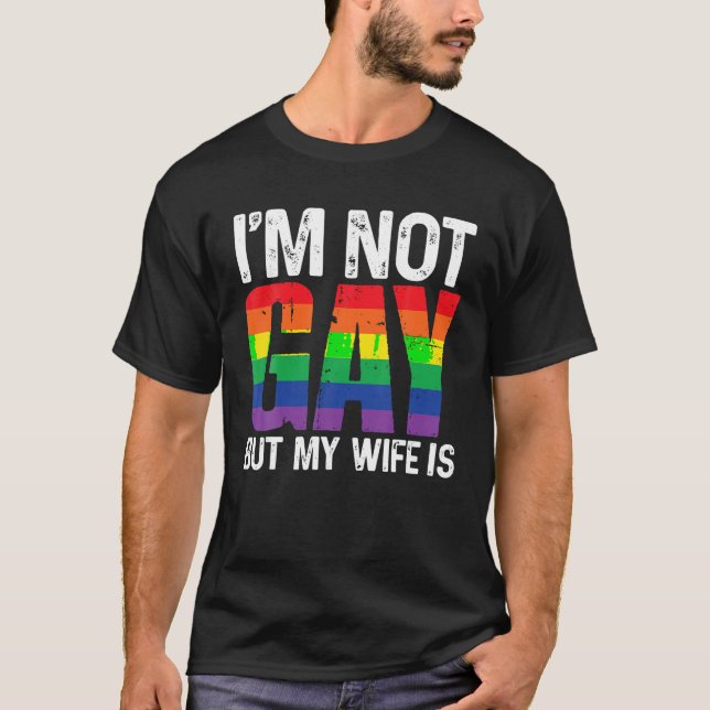 Jag är inte gift, men min fru är en fin HBT Rainbo T Shirt (Framsida)
