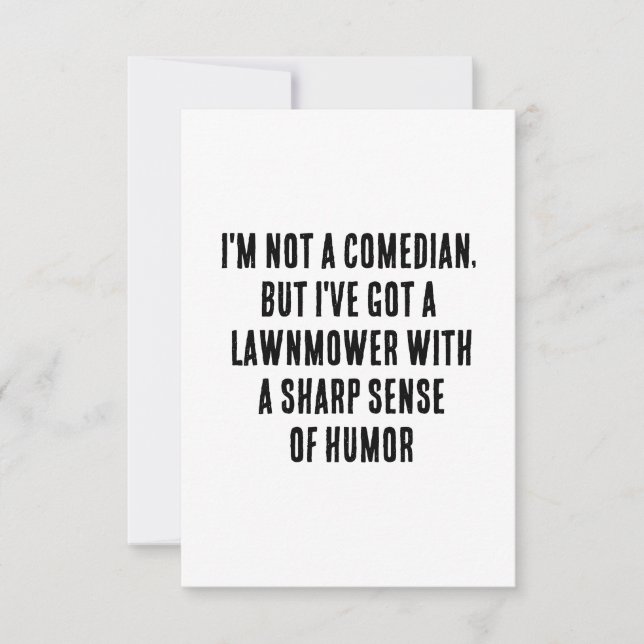 Jag är inte komiker, men jag har en gräsklippare m tack kort (Framsida)